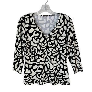 J. McLaughlin Black and White Catalina Cloth Workwear Top Size Small